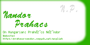 nandor prahacs business card